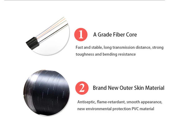 Black Jacket G657A1 1km FTTH Fiber Optic Drop Cable