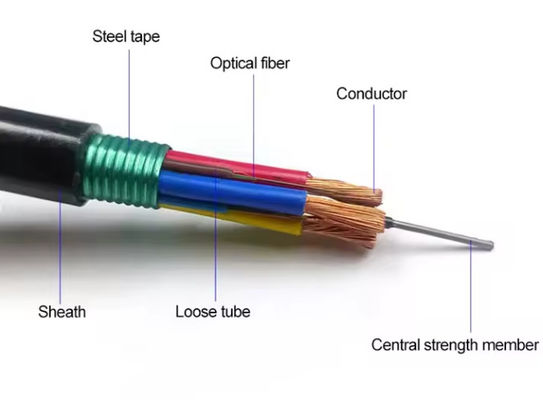 2 4 6 8 12 24 Core Steel Wire Fiber Optic Cable GYDXTW SM MM Cable with Copper Wire