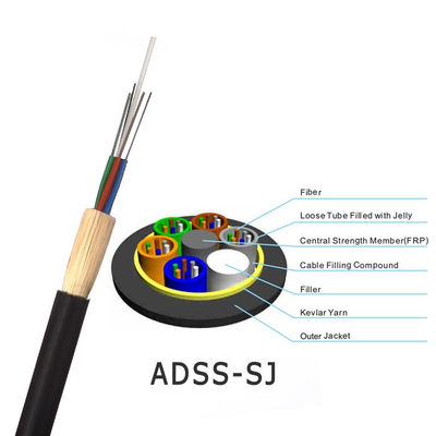 Communication 24 Core ADSS Fiber Optic Cable Loose Tube Stranded