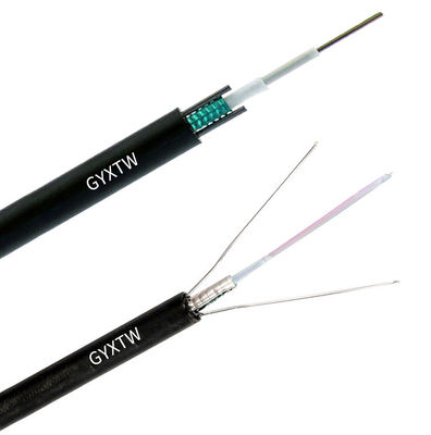 पीएसपी स्टील टेप बख्तरबंद दोहरी समानांतर स्टील तारों और आउटडोर संचार के लिए जेल से भरे ढीले ट्यूब के साथ जीवाईएक्सटीडब्ल्यू ऑप्टिकल फाइबर केबल