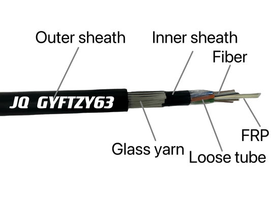 चूहे के प्रतिरोधी लौ retardant GYFTZY63 सीधे दफन फाइबर ऑप्टिकल केबल उच्च गुणवत्ता वाले FRP के साथ ग्लास यार्न