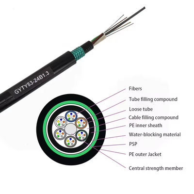 2-144 कोर डबल शीथ डबल बख्तरबंद GYTY53 प्रत्यक्ष दफन भूमिगत फाइबर ऑप्टिक केबल