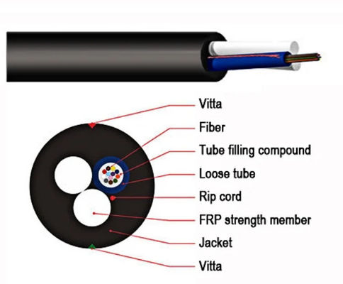 4 8 12 कोर ASU फाइबर केबल मिनी Adss ऑप्टिकल केबल स्पैन 80-150M स्व-समर्थन ऑप्टिकल केबल