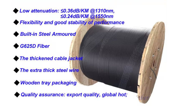 एक-ट्यूब स्टील टेप फाइबर ऑप्टिक केबल GYXTW 24 कोर एकल मोड संचार केबल