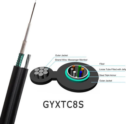 48 कोर GYTC8S स्व-समर्थन हवाई केबल चित्र 8 फाइबर ऑप्टिक केबल