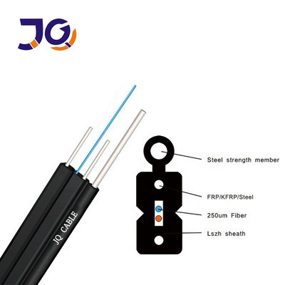 आउटडोर FTTH फाइबर ऑप्टिक ड्रॉप केबल GJYXCH 1–4 कोर G652D स्टील वायर समर्थित