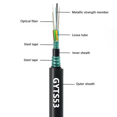 फैक्टरी स्टॉक आउटडोर डबल आर्मर्ड GYTS53-96 कोर फाइबर ऑप्टिक केबल डबल जैकेट G652D उसी दिन भेजा गया