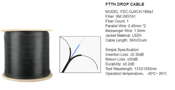 GJYXCH-1B6 G657A2 1 कोर ऑप्टिकल फाइबर ड्रॉप केबल