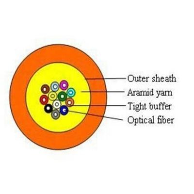 तंग बफर OD6.8mm 4 कोर ऑरेंज फाइबर ऑप्टिक केबल