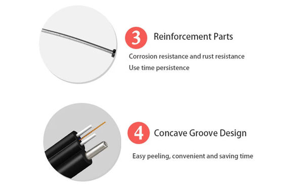 ब्लैक जैकेट G657A1 1km FTTH फाइबर ऑप्टिक ड्रॉप केबल