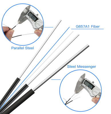 ब्लैक Gjyxfch ड्रॉप वायर केबल 2F G657A1 फाइबर FRP स्ट्रेंथ