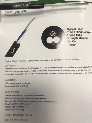 मिनी ADSS 6 कोर 12 कोर एरियल फाइबर ऑप्टिक केबल ASU G652D