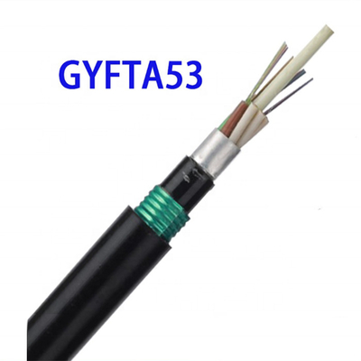 एकल मोड G652D 24 48 कोर ऑप्टिकल प्रत्यक्ष दफन फाइबर ऑप्टिक केबल GYTA53