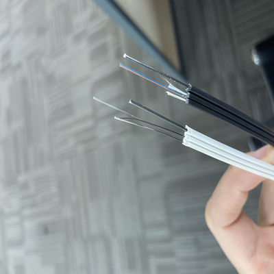 FRP G657 FTTH फाइबर ऑप्टिक ड्रॉप केबल 1 2 4 कोर आउटडोर/इंडोर फाइबर ऑप्टिक केबल स्टील मैसेंजर वायर के साथ